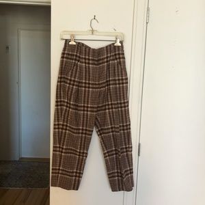 Aritzia Chambery Pants Brown Check
